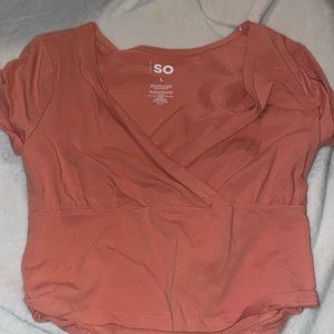 Pink, v neck, cropped t